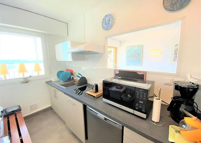 Appartement SUPERBE VUE MER avec terrasse-véranda, WIFI, à TREGASTEL - Réf 90